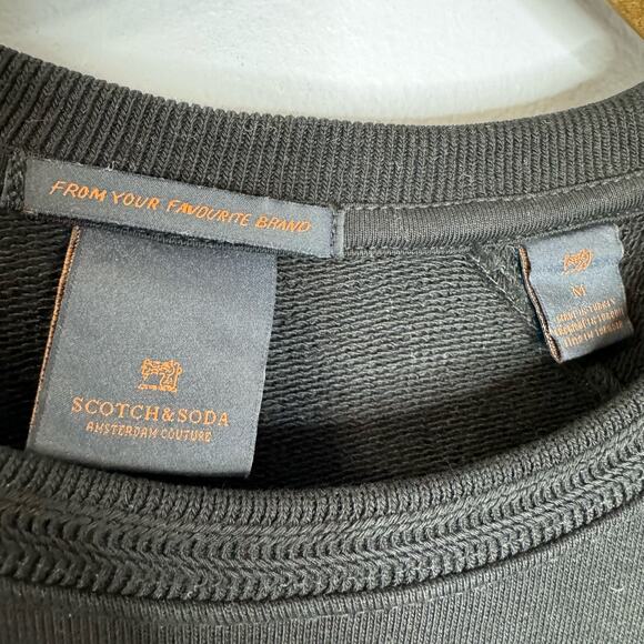 Scotch & Soda Risktaker Embroidered Sweatshirt Black Cotton French Terry Men's M - Picture 10 of 12